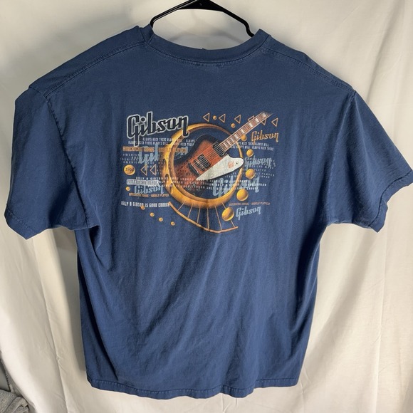 Gibson Other - Vintage Gibson Guitar Shirt Size XXL Navy Blue Made in USA Distressed 2XL
